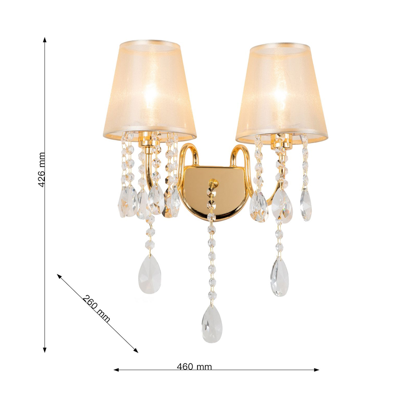 Двойное бра золотого цвета с хрустальным декором Dainty Light Двойное бра золотого цвета с хрустальным декором Dainty Light в Костроме