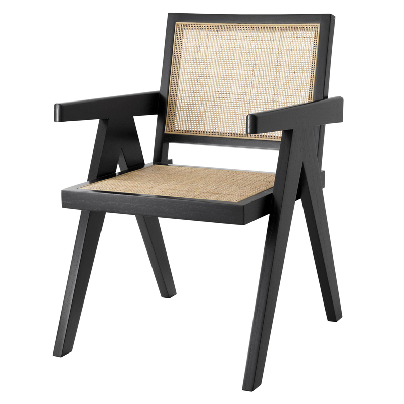 Стул Eichholtz Dining Chair Aristide black Черный Бежевый Стул Eichholtz Dining Chair Aristide black Черный Бежевый в Костроме | Loft Concept