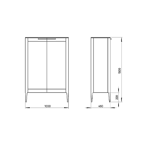 Витрина белая с 2-мя стеклянными дверцами и 3-мя полками Type  в Костроме