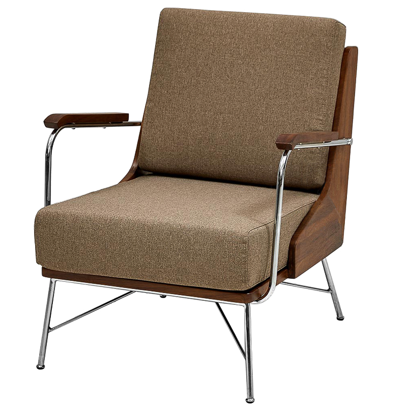 Кресло в ретро стиле Kinsey Armchair Коричневый Хром Кресло в ретро стиле Kinsey Armchair Коричневый Хром в Костроме | Loft Concept