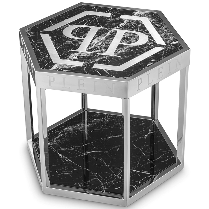 Приставной стол Philipp Plein Side Table Billionaire Chrome Хром Черный Мрамор Nero Приставной стол Philipp Plein Side Table Billionaire Chrome Хром Черный Мрамор Nero в Костроме | Loft Concept