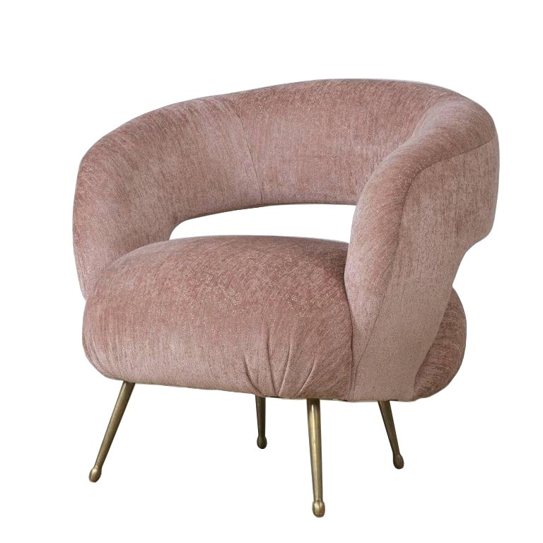 Кресло LAUREL LOUNGE CHAIR Латунь Розовый пастельный Кресло LAUREL LOUNGE CHAIR Латунь Розовый пастельный в Костроме | Loft Concept