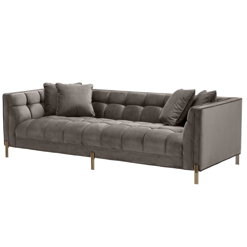 Диван Eichholtz Sofa Sienna grey Серый Матовая латунь Диван Eichholtz Sofa Sienna grey Серый Матовая латунь в Костроме | Loft Concept
