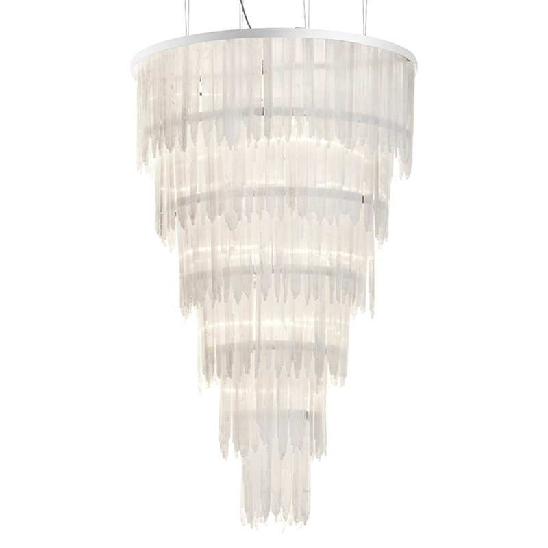 Люстра LAMP SELENITE ROUND chromium 80 Прозрачный белый Хром Люстра LAMP SELENITE ROUND chromium 80 Прозрачный белый Хром в Костроме | Loft Concept