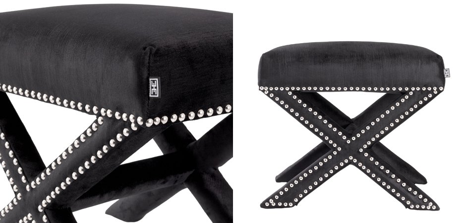 Оттоманка Eichholtz Stool Perugia Black Оттоманка Eichholtz Stool Perugia Black - Loft-Concept в Костроме