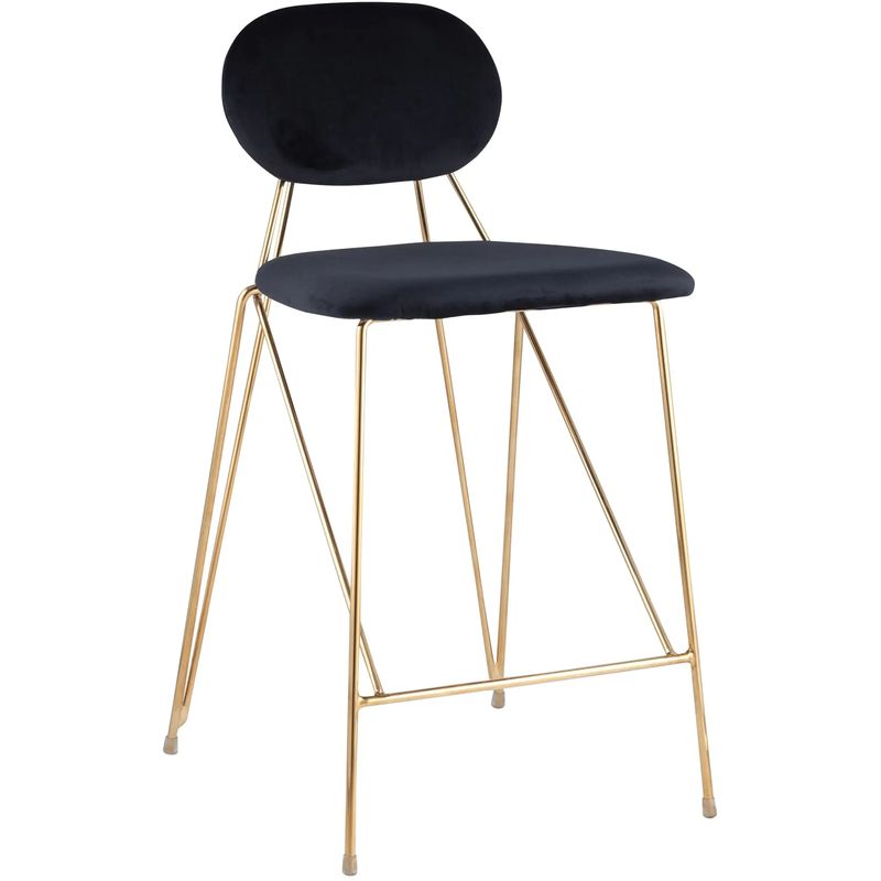 Полубарный Стул Alice Chair Черный Велюр Черный Золотой Полубарный Стул Alice Chair Черный Велюр Черный Золотой в Костроме | Loft Concept