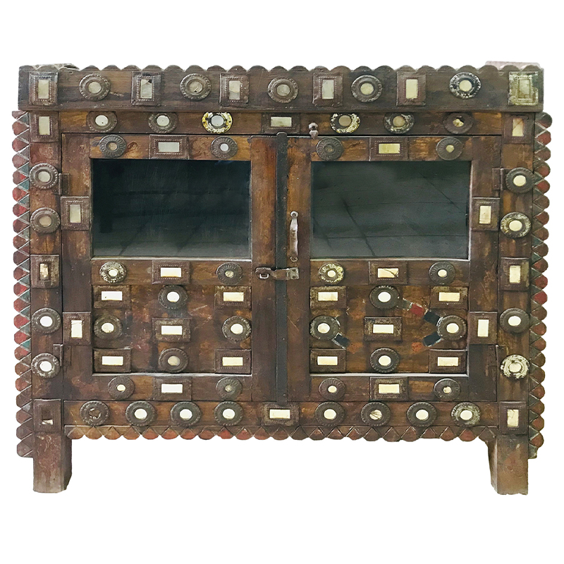 Комод в восточном стиле инкрустированный фрагментами зеркал Ramone Chest of Drawers Grey Mango Коричневый Комод в восточном стиле инкрустированный фрагментами зеркал Ramone Chest of Drawers Grey Mango Коричневый в Костроме | Loft Concept