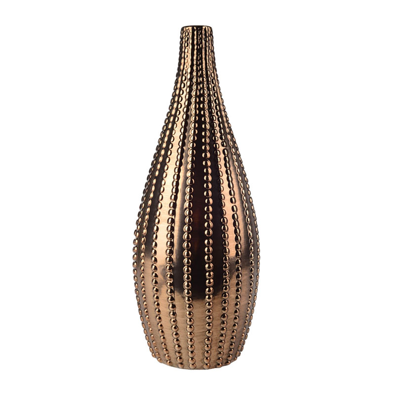 Ваза Ribbed Vase Narrow Throat bronze-gold 38 Ваза Ribbed Vase Narrow Throat bronze-gold 38 в Костроме | Loft Concept