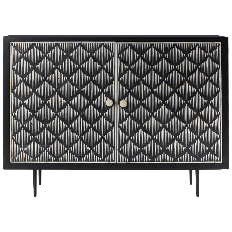 Буфет инкрустированный костью Bone Inlay black Черный Белый Бежевый Буфет инкрустированный костью Bone Inlay black Черный Белый Бежевый в Костроме | Loft Concept
