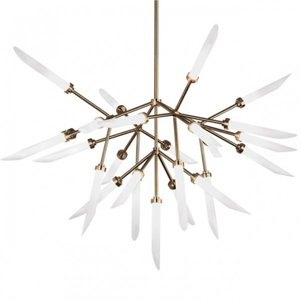 Люстра Spur Chandelier Латунь Белый матовый Люстра Spur Chandelier Латунь Белый матовый в Костроме | Loft Concept