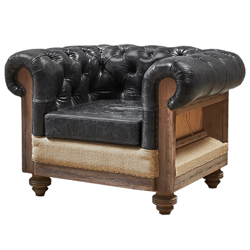 Кресло Deconstructed Chesterfield Armchair Графит Коричневый Кресло Deconstructed Chesterfield Armchair Графит Коричневый в Костроме | Loft Concept