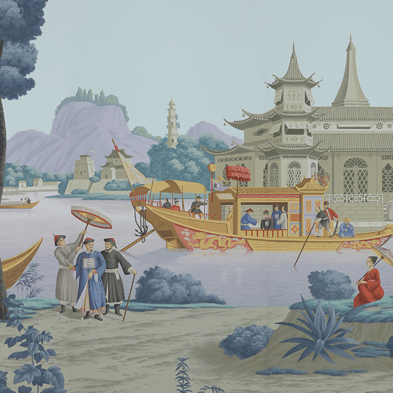 Обои ручная роспись Procession Chinoise Charvet on scenic paper Обои ручная роспись Procession Chinoise Charvet on scenic paper в Костроме | Loft Concept