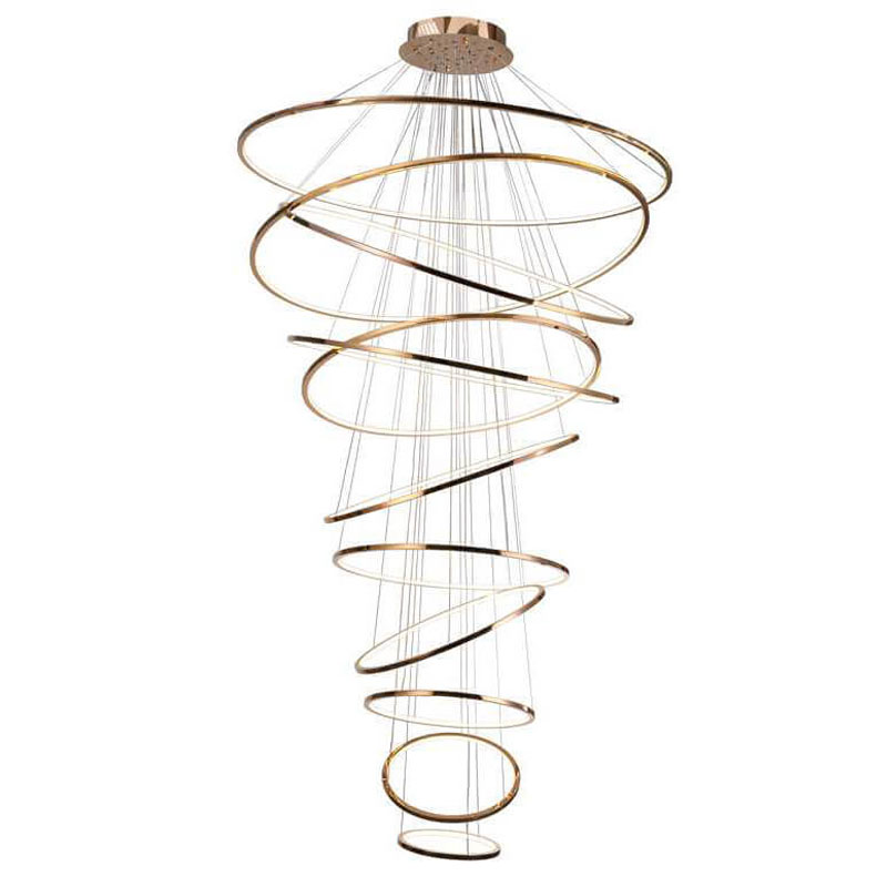 Люстра Композиция из 11 колец Ring Horizontal Chandelier Gold Золотой Розовое золото Люстра Композиция из 11 колец Ring Horizontal Chandelier Gold Золотой Розовое золото в Костроме | Loft Concept