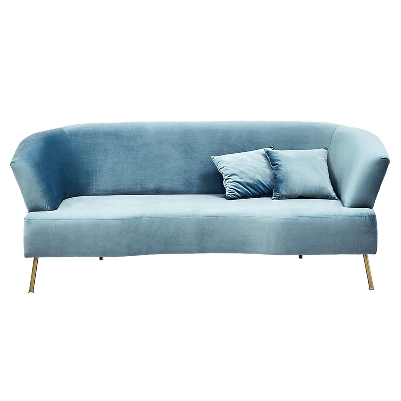 Диван с мягкой обивкой из ткани голубой Thomas Sofa Голубой Бронза Диван с мягкой обивкой из ткани голубой Thomas Sofa Голубой Бронза в Костроме | Loft Concept