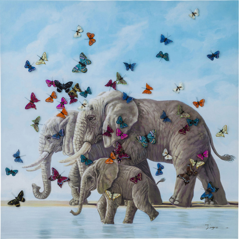 Картина Elephants with Butterflies painting Мульти Картина Elephants with Butterflies painting Мульти в Костроме | Loft Concept