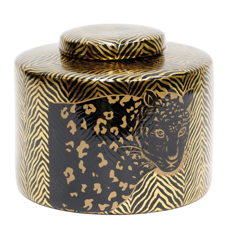 Ваза Leopard Vase black and gold 18 Черный Золотой Ваза Leopard Vase black and gold 18 Черный Золотой в Костроме | Loft Concept