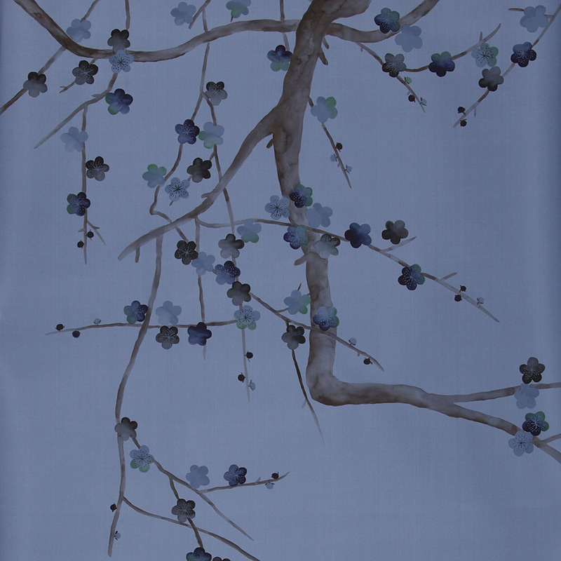 Обои ручная роспись Plum Blossom Special Colourway on Sky Blue dyed silk Обои ручная роспись Plum Blossom Special Colourway on Sky Blue dyed silk в Костроме | Loft Concept