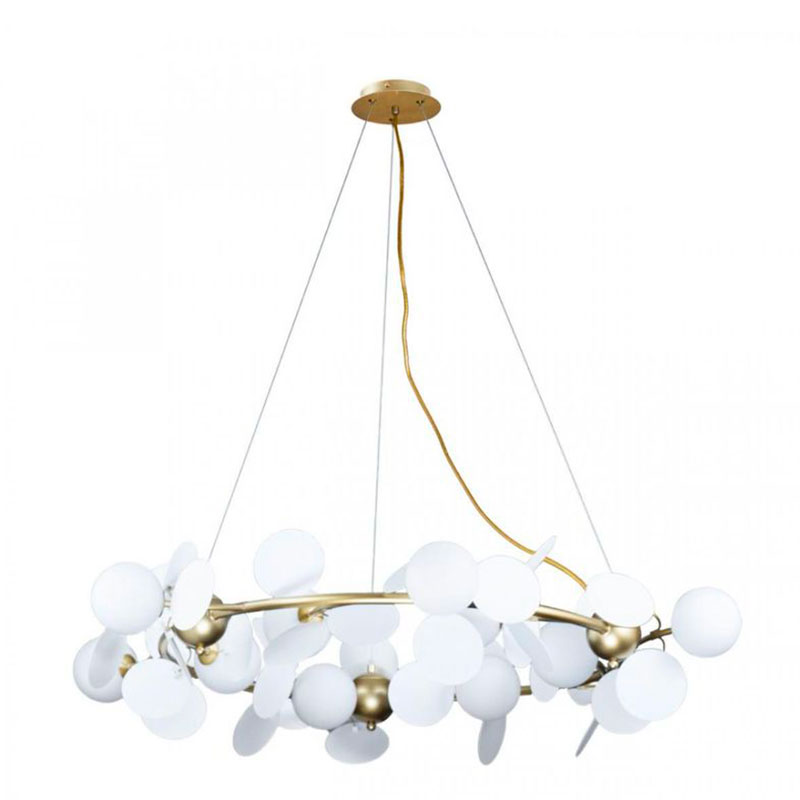 Люстра MATISSE Chandelier circle White диаметр 105 Белый Золотой Люстра MATISSE Chandelier circle White диаметр 105 Белый Золотой в Костроме | Loft Concept