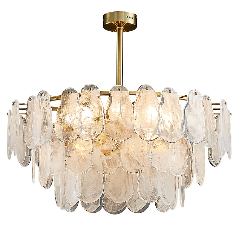 Люстра Maat Textured Glass Chandelier Глянцевое золото Белое матовое стекло Люстра Maat Textured Glass Chandelier Глянцевое золото Белое матовое стекло в Костроме | Loft Concept