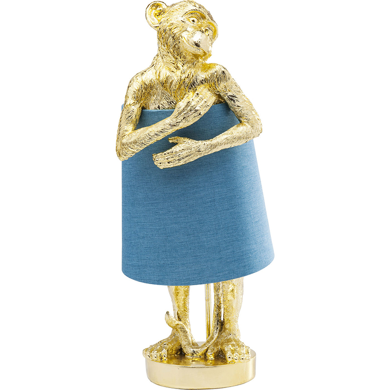 Настольная лампа Golden Monkey Hugging Lampshade Золотой Светло-синий Настольная лампа Golden Monkey Hugging Lampshade Золотой Светло-синий в Костроме | Loft Concept