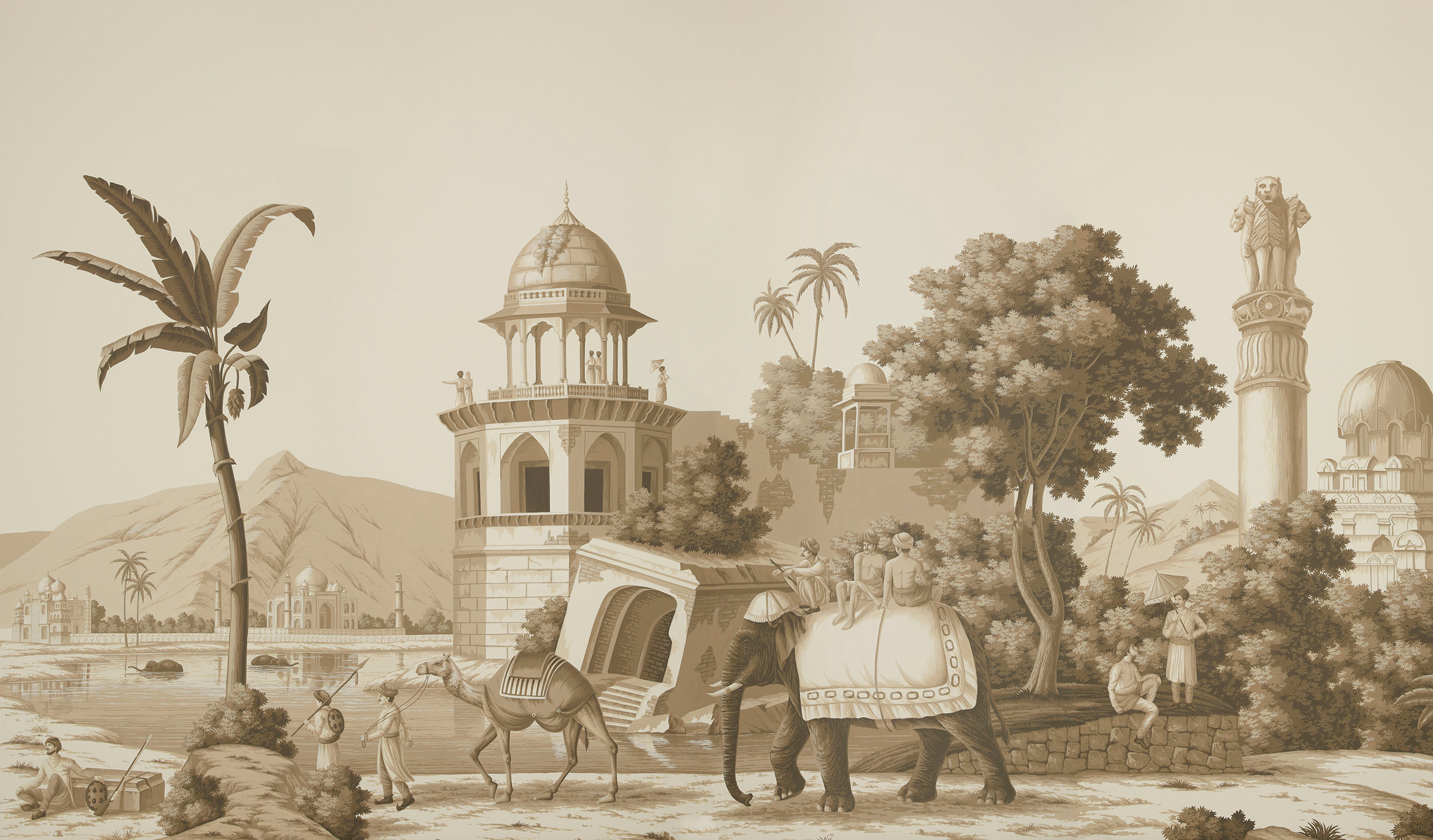 Обои ручная роспись Early Views of India Sepia on scenic paper Обои ручная роспись Early Views of India Sepia on scenic paper - постер Loft-Concept в Костроме