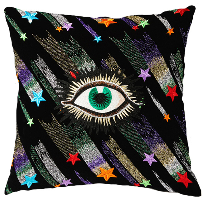 Декоративная подушка Стиль Gucci Starfall Eye Черный Мульти Декоративная подушка Стиль Gucci Starfall Eye Черный Мульти в Костроме | Loft Concept