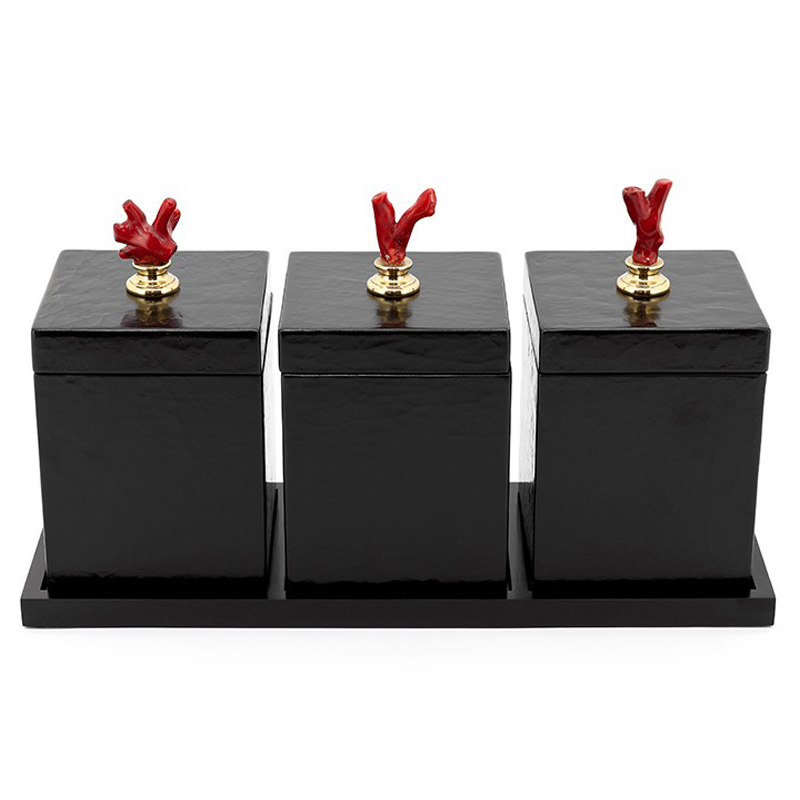 Набор шкатулок BOX KRIZIA SET3PCS Черный Красный Набор шкатулок BOX KRIZIA SET3PCS Черный Красный в Костроме | Loft Concept