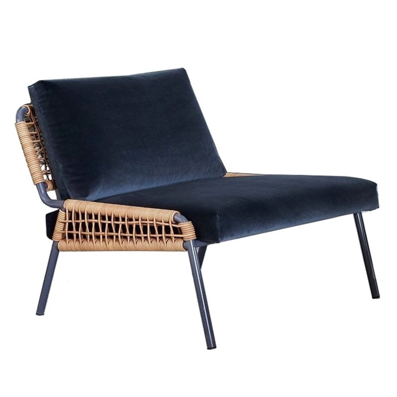 Кресло Patio Lounge Chair Сапфирово-синий Черный Древесина Кресло Patio Lounge Chair Сапфирово-синий Черный Древесина в Костроме | Loft Concept
