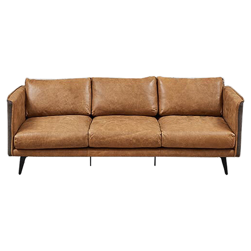 Диван Caramel Leather & Textiles Triple Sofa Карамель Черный Бежево-серый Диван Caramel Leather & Textiles Triple Sofa Карамель Черный Бежево-серый в Костроме | Loft Concept
