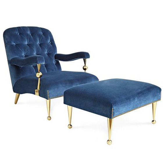 Кресло Jonathan Adler Caracas Chair Латунь Синий Кресло Jonathan Adler Caracas Chair Латунь Синий в Костроме | Loft Concept