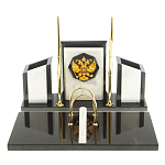Настольный письменный набор из мрамора и змеевика с гербом России Marble Accessory варинант исполнения - 1 | Loft Concept в Костроме