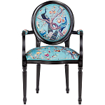 Полукресло из массива бука бирюзовое с изображением птиц и цветов Turquoise Chinoiserie Garden Chair варинант исполнения - 1 | Loft Concept в Костроме