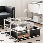 Дизайнерский журнальный стол квадратный с полками Akydy варинант исполнения - 3 | Loft Concept в Костроме