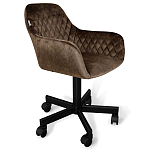 Стул с мягкой коричневой обивкой из велюра и подъемно-поворотным механизмом на черных колесиках Harper Brown варинант исполнения - 1 | Loft Concept в Костроме