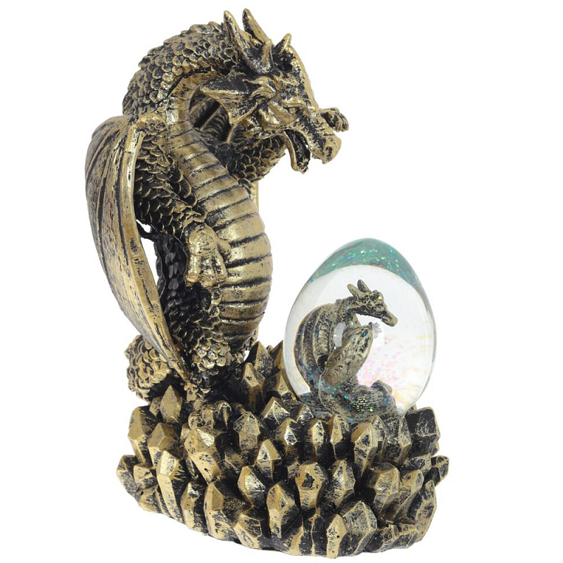 Декоративная статуэтка Дракон и стеклянное яйцо Dragon and Glass Egg Gold Black Золотой Черный Прозрачное Стекло Декоративная статуэтка Дракон и стеклянное яйцо Dragon and Glass Egg Gold Black Золотой Черный Прозрачное Стекло в Костроме | Loft Concept
