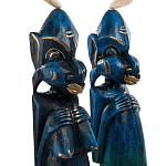 Комплект из 2-х деревянных статуэток Asmat Straw Headdress Statuettes Blue варинант исполнения - 9 | Loft Concept в Костроме