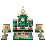 Настольный письменный набор из малахита и долерита с декором в виде герба России Leader Organizer варинант исполнения - 1 | Loft Concept в Костроме