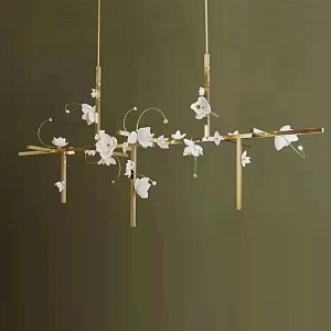 Люстра линейная с белыми цветами Lure by PELLE