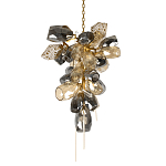 Люстра подвесная вытянутой формы с плафонами из стекла и металла с двумя вертикальными подвесками Gilded Mirage  варинант исполнения - 1 | Loft Concept в Костроме