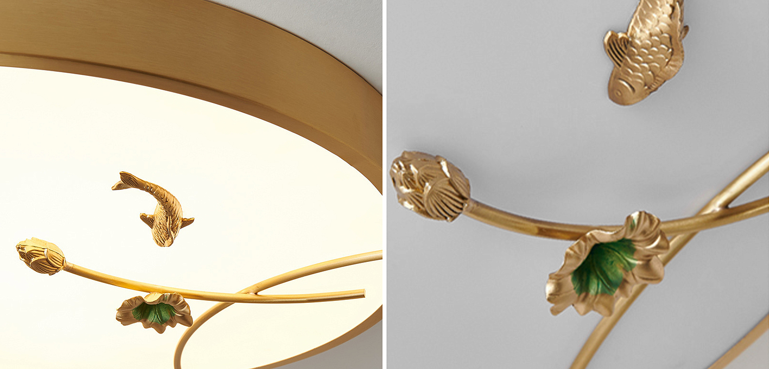 Круглый потолочный светильник Gold Fish Round Ceiling Lamp Золотой Круглый потолочный светильник Gold Fish Round Ceiling Lamp Золотой - Loft-Concept в Костроме