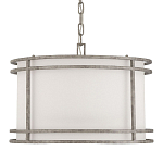 Подвесной светильник в виде барабана с тканевым абажуром и металлическим каркасом Warm Glow варинант исполнения - 3 | Loft Concept в Костроме