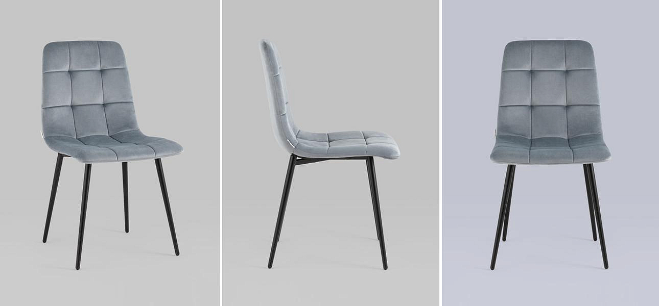 Стул NANCY Chair Серо-Голубой Велюр Стул NANCY Chair Серо-Голубой Велюр - Loft-Concept в Костроме