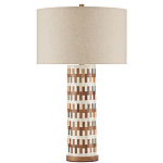 Настольная лампа с узором вдоль колоннообразного основания Brick Surface варинант исполнения - 3 | Loft Concept в Костроме