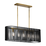 Люстра подвесная овальной формы с металлическим решетчатым абажуром матово-черного цвета и 5 лампами Kichler варинант исполнения - 2 | Loft Concept в Костроме