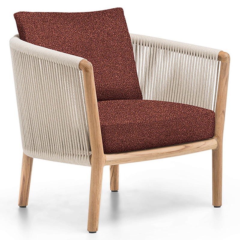 Дизайнерское уличное кресло из массива дерева с веревочной спинкой BOBOLI Armchair Древесина Бежевый Коричневый Красный Дизайнерское уличное кресло из массива дерева с веревочной спинкой BOBOLI Armchair Древесина Бежевый Коричневый Красный в Костроме | Loft Concept