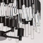 Люстра круглая из матового черного металла с подвесками из прозрачных стеклянных трубок Noir Tubes варинант исполнения - 5 | Loft Concept в Костроме