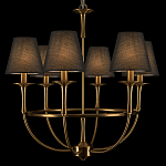 Люстра на металлическом основании бронзового цвета с 6-ю черными конусовидными абажурами Dignity варинант исполнения - 7 | Loft Concept в Костроме