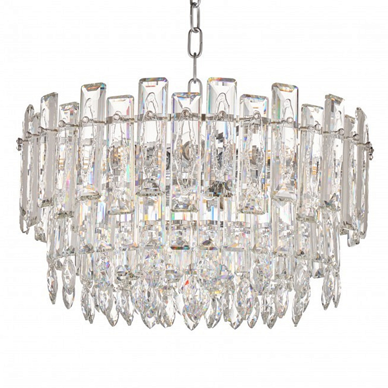 Круглая люстра с хрустальными подвесками на серебряном каркасе Gorgeous Crystal Light Хром Прозрачный Круглая люстра с хрустальными подвесками на серебряном каркасе Gorgeous Crystal Light Хром Прозрачный в Костроме | Loft Concept