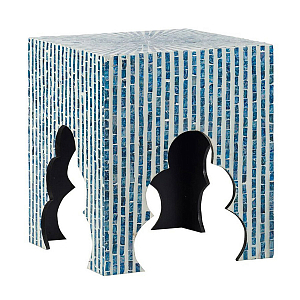 Приставной столик с инкрустацией раковинами устриц Bone Inlay