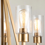 Люстра цвета латунь с 5-ю цилиндрическими плафонами из прозрачного пузырчатого стекла Kichler варинант исполнения - 4 | Loft Concept в Костроме